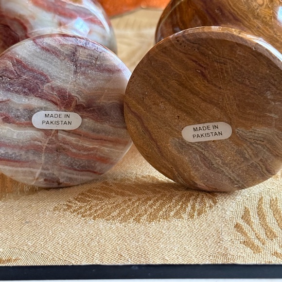 Polished Marble Stone Egg Cups - Set of 2 (Brown & Cream) - Picture 5 of 5